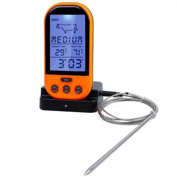 Digital insertion cooking / kitchen thermometer and for barbeque, orange color, model TG02